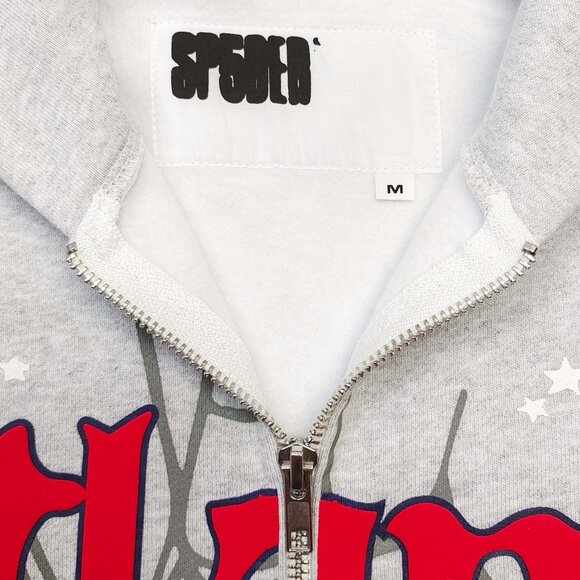 Sp5der Atlanta Full Zip Hoodie Sweatshirt Heather Grey | Spider Worldwide - Picture 3 of 6